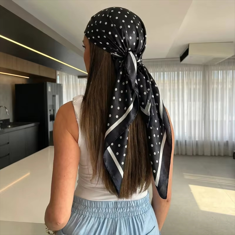 Head Wrap Turban - 2026 Yeni Nokta Desenli Kare Eşarp