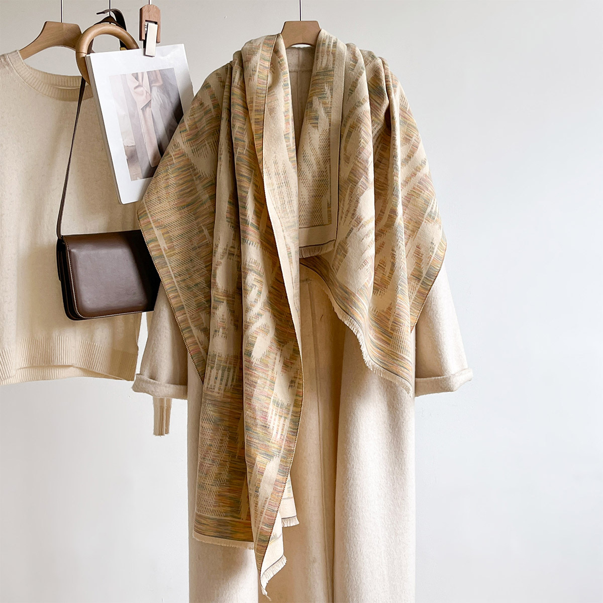 Pashmina Wrap Large - Kadınlar için İmitasyon Kaşmir Eşarp Saçaklı