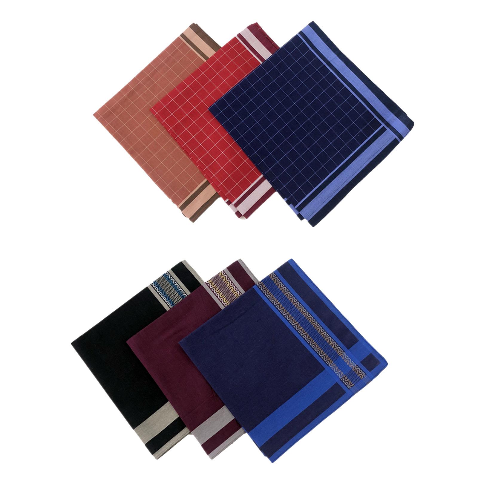 Handkerchief Cotton Men - 6 Adet Koyu Ekose Mendil Yumuşak