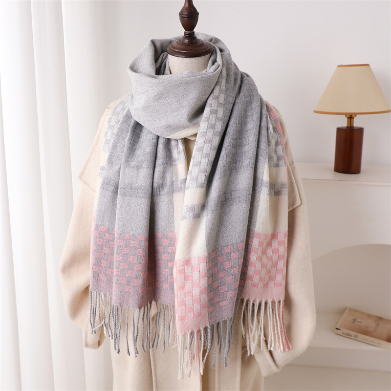 Woven Scarf Blanket - Lüks Marka Kaşmir Kadın Ekose Eşarp