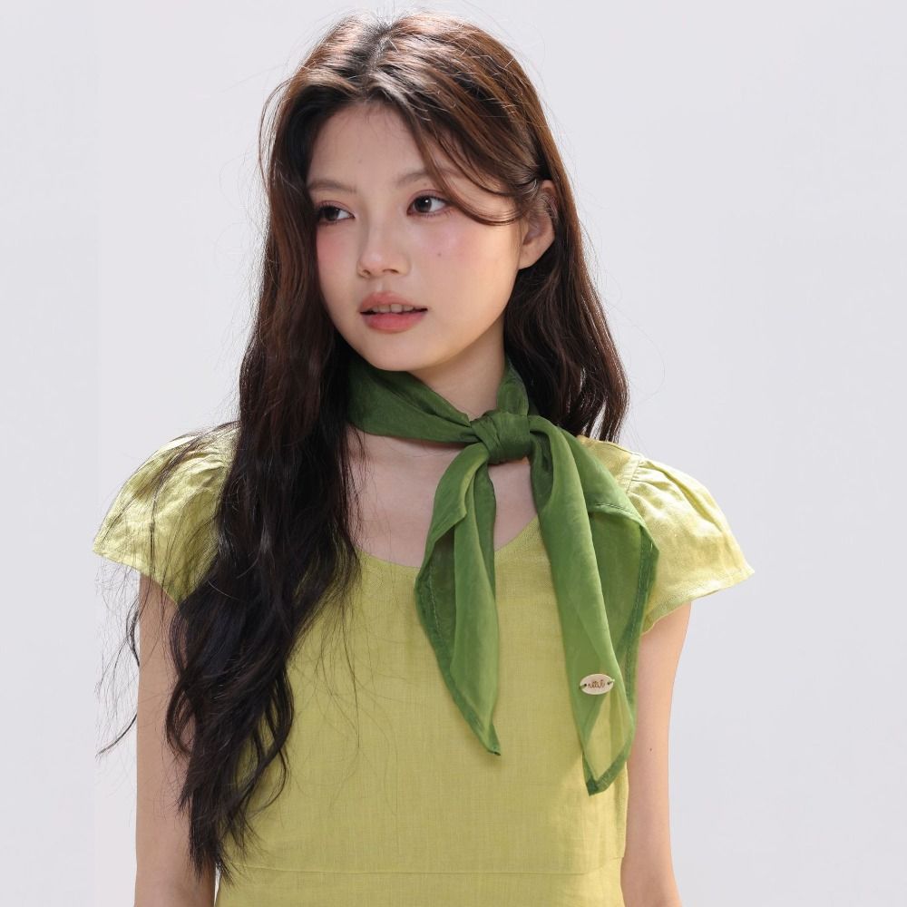 Scarf Silk Square - Retro Düz Renk Küçük Kare Eşarp