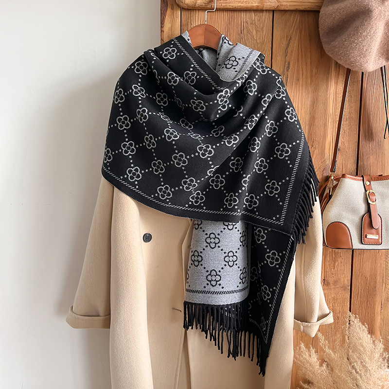 Woven Scarf Blanket - Markalar Jakarlı Tasarım Kış İki Taraflı