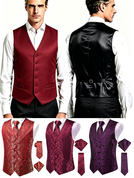 Pocket Square Set - Erkek Jakarlı Yelek 3 Parça Set
