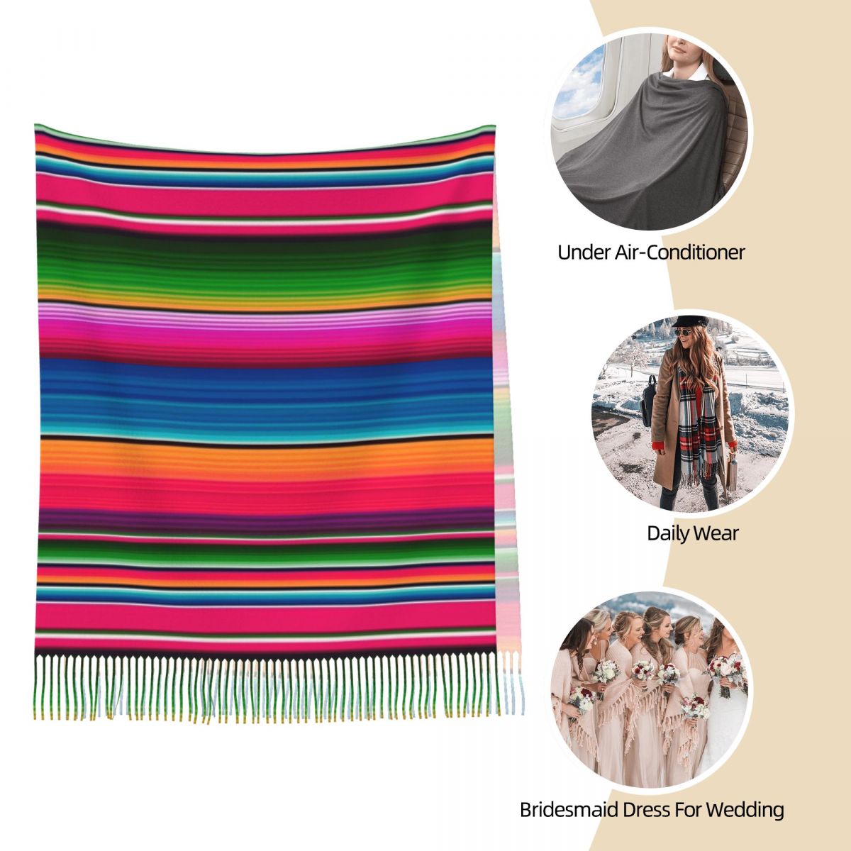 Meksika Battaniyesi Çizgili Fi - Woven Scarf Blanket incelemesi ve fiyatı