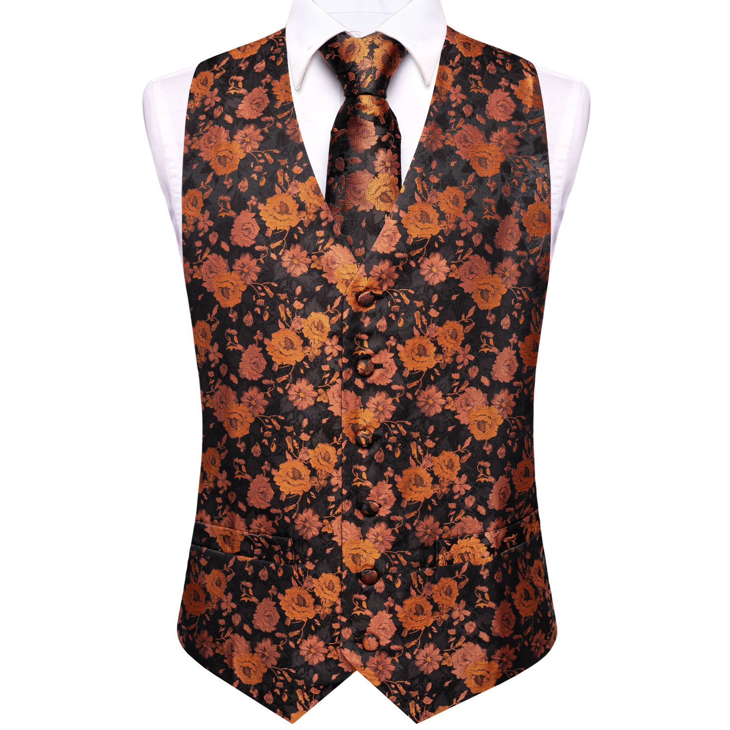 Siyah Kahverengi Çiçek Desenli - Pocket Square Set incelemesi ve fiyatı